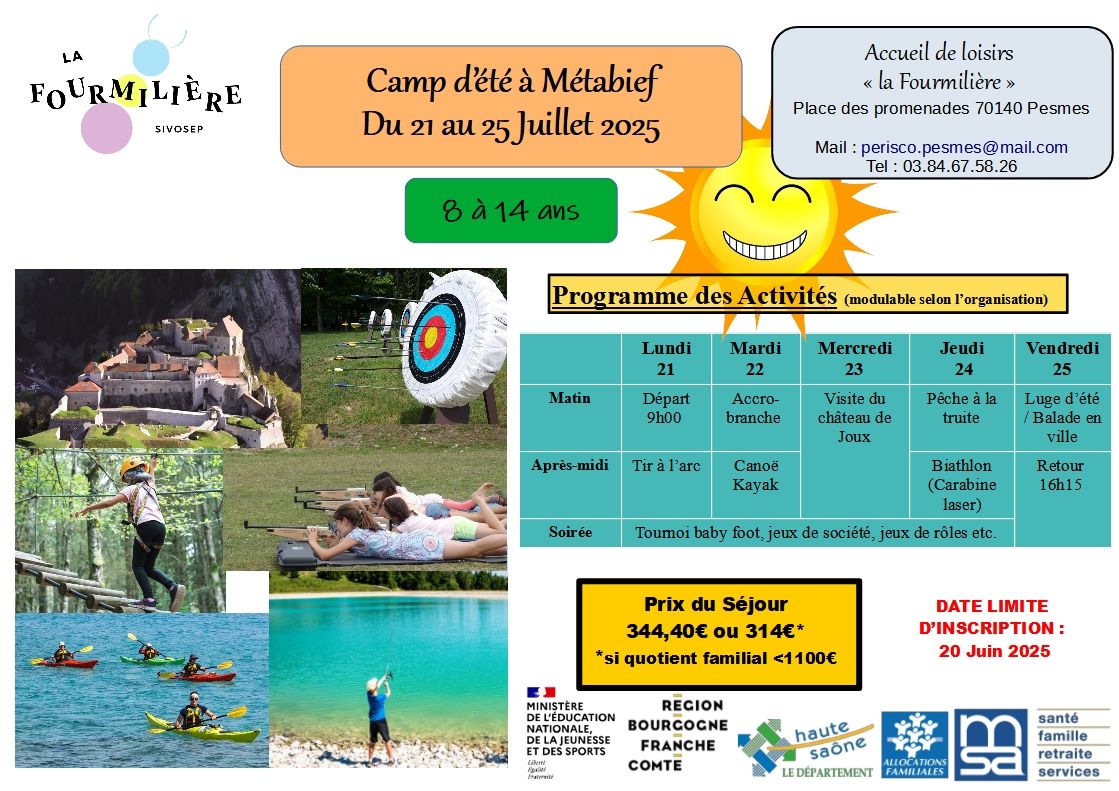 CAMP D'ETE du 21 au 27 juillet 2025