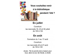 Ouverture de la bibliothèque cet été
