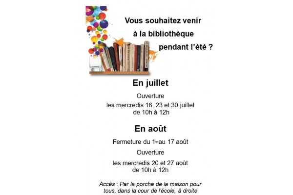 Ouverture de la bibliothèque cet été